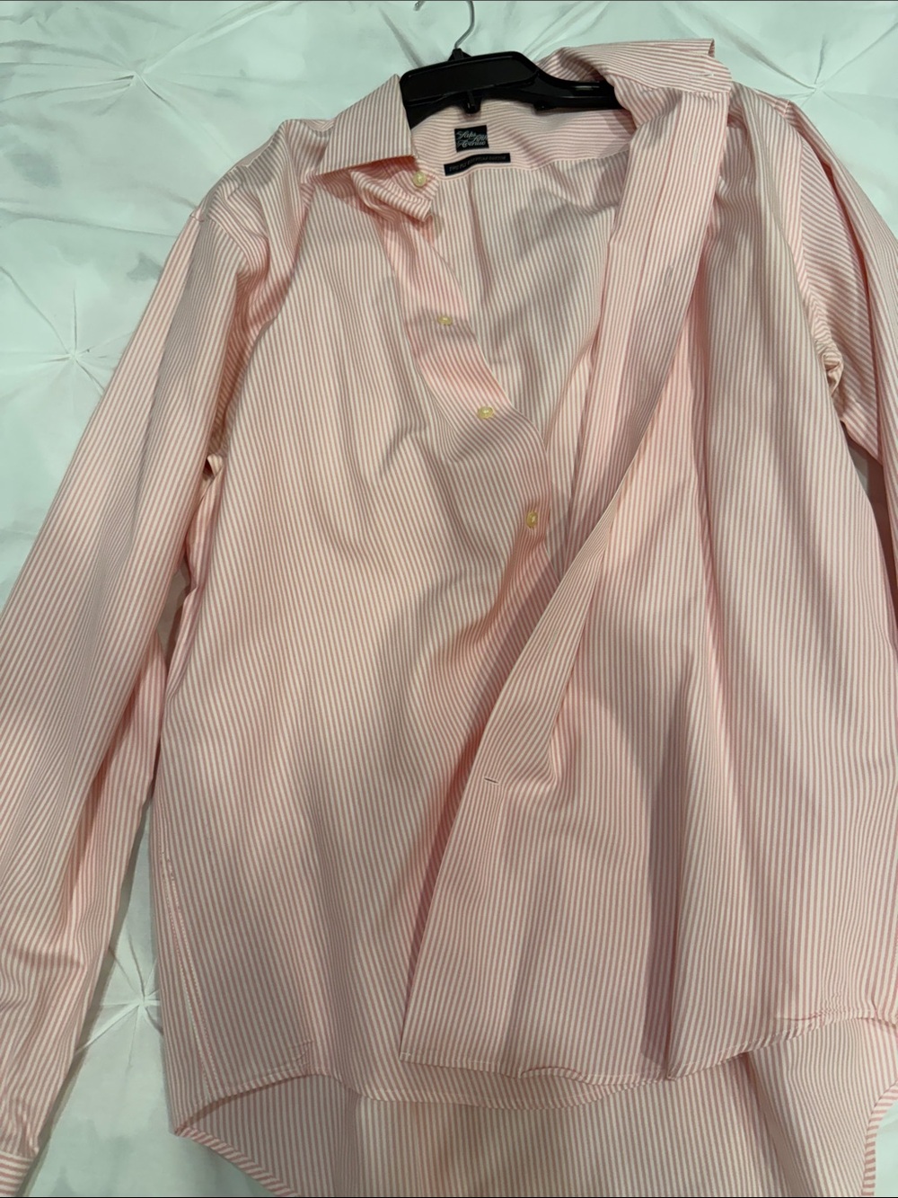 Saks Fifth Avenue Light Pink Striped Men's Dress Shirt